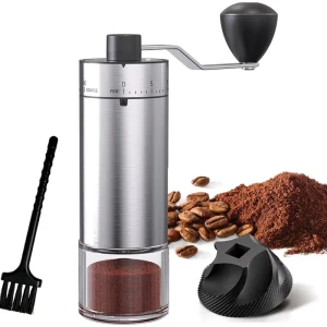 Manual Stainless Steel Coffee Bean Grinder Ceramic Conical Burr Hand Coffee Grinder Machine with Hand Crank