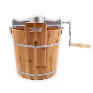 Manual Wooden Bucket No Electricity Portable Easy Operation Fruit Yogurt Mix Flavour Ice Cream Maker