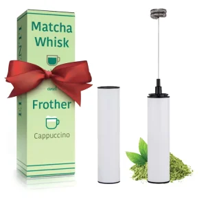 Matcha Electric Stainless Steel Whisk and USB Rechargeable Milk Frother with Single and Double Frother Head Set