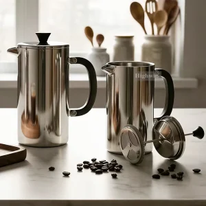 Matte Black Stainless Steel French Press Coffee Maker for Modern Kitchen