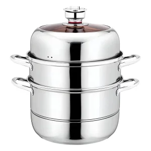 Mechanical Timer Steamer Pot Multi Tier Stainless Steel Food Steamer with Manual Timer Fast Heating Energy Saving