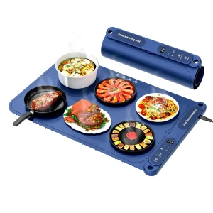 Medium Size Warmer Electric Heating Mat with Soft Foldable Body 6 Dishes Warming Tray