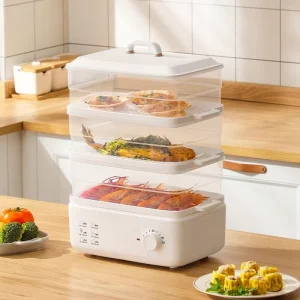 Metal Large Capacity 10L 15L Timing Electric Steamer Fast Steam Discharge Multifunctional Double Layer Three-layer 800W