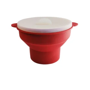 Microwave Popcorn Popper Maker Foldable Silicone Bowl Big Capacity Lid Collapsible Home Use