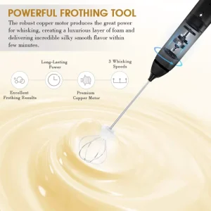 Milk Frother Handheld Rechargeable Frother Wand Drink Mixer Electric Whisk for Lattes