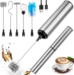 Milk Whisk Custom LOGO Stainless Steel Electric Milk Frother Handheld USB Rechargeable Milk Frother