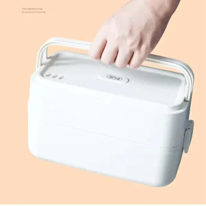 Mini 1 Liter Electric Heated Lunch Box Non Stick Coating Portable for Office Outdoor Home Use Easy Use Kitchen