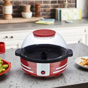 Mini 1108 Electric Popcorn Maker Machine Household Kitchen Appliance with Round Design and Plastic Material