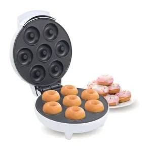 Mini Automatic Non stick Donut Maker 7 Small Kid-Friendly Dessert Machine Cake Waffle Maker for Household Commercial Use