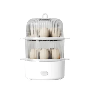 Mini Chicken Egg Boiler Double Layer Fast Speed Heat Multifunction Electric Egg Steamer for 5 Eggs 360W