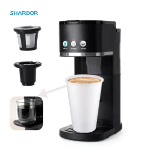 Mini Coffee Maker Single Serve 1000W Powerful Motor Instant One Cup for K Cup and Ground Coffee Machine
