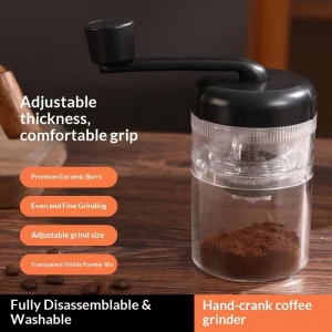 Mini Hand-Crank Stainless Steel Coffee Grinder Plastic 35g Capacity Retro Design Home Outdoor Use Portable