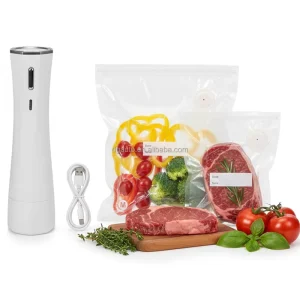 Mini Handheld Vacuum Sealer with 50kPa Suction 1200mAh Battery for Plastic Food Preservation and RV Use