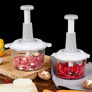 Mini Manual Vegetable Grinder Press Garlic Meat Cutter Machine Whisk Kitchen Food Processor Blender Chopper Tool with Storage