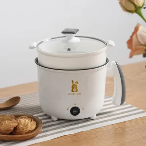 Mini Multifunctional Double Layer Electric Steamer & Hot Pot Cooker with 1.8L Capacity All in one Electric Pot