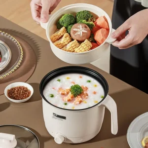Mini Multifunctional Electric Cooking Pot with Steamer 18cm Household Electric Steaming and Boiling Pot