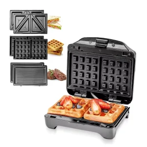 Mini Nonstick Electric Waffle Maker with Rotating Aluminum Plate Auto Temperature Control & Browning for Household Breakfast Use