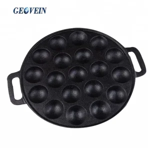 Mini Pancake Mold Cake Pop Pan and Takoyaki Maker Cast Iron Takoyaki Grill Pan with 19 Holes Aebleskiver Pan
