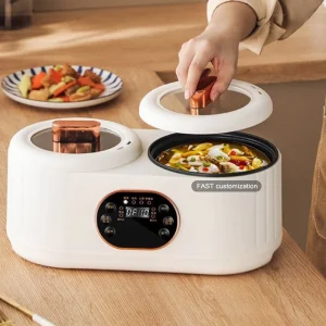 Mini Portable 4-Liter Multi-Purpose Electric Hot Pot Rice Cooker Digital Timer Control Non-Stick Coating for Home Hotel