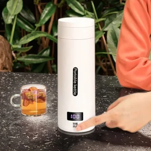 Mini Portable Electric Water Kettle Fast Heating Travel Mug Leakproof Thermal Bottle for Business Trip