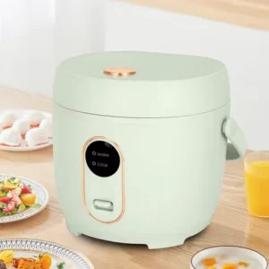 Mini Rice Cooker 2 Cups Uncooked Small with Non-stick Pot Portable Travel Rice Maker with One Touch White Brown Rice