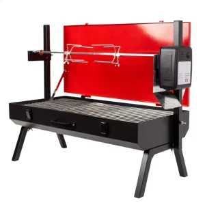 Mini Spit Chicken Roaster Charcoal BBQ Grill with Red Lid