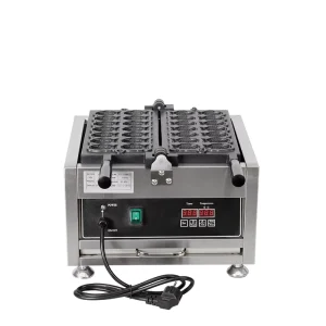 Mini Stainless Steel Non Stick Taiyaki Maker with 14 Piece Rotating Plate Electric Multi Snack Maker for Commercial Use