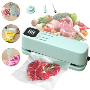Mini Vacuum Sealer with USB-Rechargeable Portable Wireless Dry/Moist Food Preservation with Pump for Compact Storage