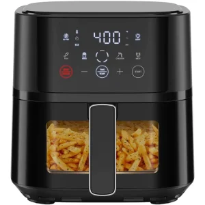 Modern 4 Qt Electric Air Fryer Oven Stainless Steel Touch Screen Control 1 Year Square Shape Household Cooking Baking Function