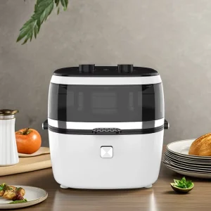 Modern 5.1-6.0L Electric Air Fryer Smart No Oil Visual Window Non-Stick Plastic Pot US Plug Household Hotel Use Overheat