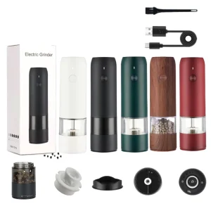 Modern Design USB Rechargeable Black Pepper Grinder Seasoning Electric Sea Salt and Pepper Grinder Mill for Chefs