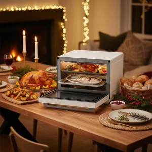 Modern Electric 32 Liter Stainless Steel Multi Function Air Fryer Oven All In One Machine Household Use Square Shape