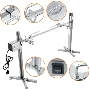 Modern Electric Bbq Spit Rotisserie with Motor Stainless Steel Portable Rotisserie Grill Outdoor Use