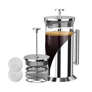 Modern French Press for Coffee and Tea Maker 1 Liter Press with 4 Level Filtration BPA Free Stainless Steel French Press