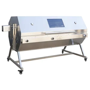 Modern Hooded Gas Grill with Spit Rotisserie Propane Charcoal Stainless Steel Outdoor Kitchen Roaster for Lamb Roasting