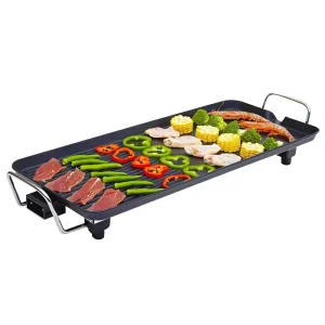 Modern Non-stick Electric Grill Indoor Square Mini BBQ Griddle Adjustable Temperature Control Stainless Steel Flame