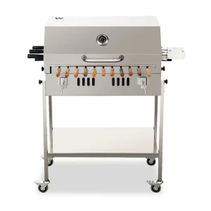 Modern Outdoor Large Charcoal Cyprus Foukou Rotisserie BBQ Grill High Steel Fire Trolley for Indoor Outdoor Camping HDC02