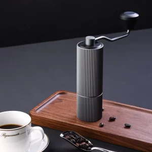 Modern Stainless Steel Manual Coffee Grinder with Flat Burrs Portable Hand Coffee Mill for Fresh Coffee Bean Grinding