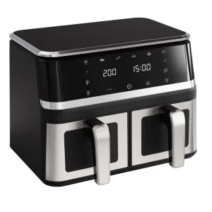 Modern Style Square Dual Chamber Electric Air Fryer Oven 10L Capacity No Turning Required Household Use Plastic