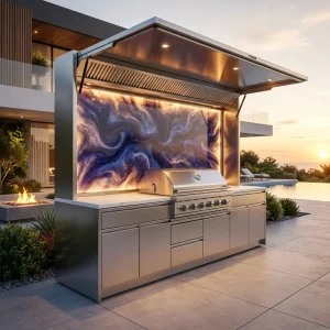 Modern Waterproof Modular BBQ Kitchen Station Prefab Outdoor Kitchen Cabinets for Luxury Villa Backyard