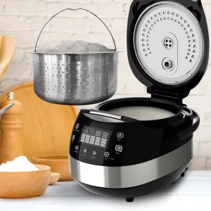 Multi-Function Electronic Rice Cooker 2 Compartments Measuring Cup Paddle 12 Programs 4.1-5L Capacity Low Sugar Steam