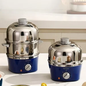 Multi Functional Egg Boiler Double layer Stainless Steel Household with Timer Egg Steamer Breakfast Machine