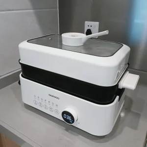 Multi Functional Electric Cooking Pot Air Fryer Hot Pot Barbecue Grill Steaming Boiling Oven 1700W 4.23 Quart Household
