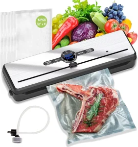Multi Functional Food Vacuum Sealer Rice Chicken Meat Fish Vegetable 135W Vacuum Packaging Machine With Built In Cutter