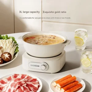Multi Functional Split Electric Hot Pot 3 Liter Wide Opening Large Capacity High Temperature Resistant Non Stick 850W
