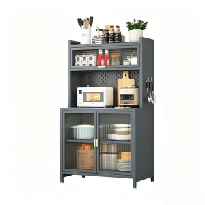 Multi Layer Metal Sideboard Cabinet Modern Steel Kitchen Cabinet with Adjustable Shelf Modern Dining Sideboard for Living Room