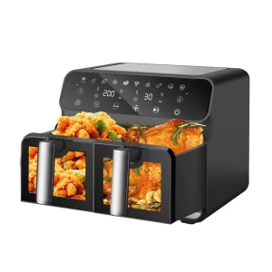 Multi function Stainless 2 Independent Baskets Visible Smart Ovens Electric Air Fryers with Touch Screen