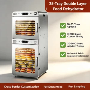 Multi functional Commercial Smart Fruit Dried Fruit Dehydrator Air Drying Machine 25 Layers 1700W Stainless Steel for Food Pet