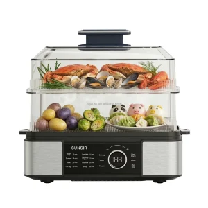 Multi-functional Electric Food Steamer BPA-Free Stainless Steel Plastic 1500W Digital Control 1-3 Layers Rice Cooker