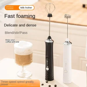 Multi functional Electric Milk Frother Handheld Tea Cappuccino Frothing Wand Milk Foamer Coffee Tool Rechargeable